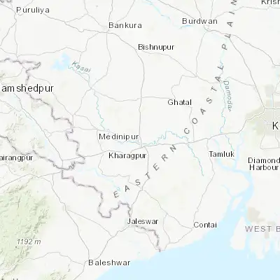 Map showing location of Medinīpur (22.421140, 87.322570)