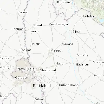 Map showing location of Meerut (28.980020, 77.706360)