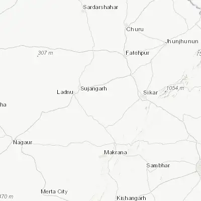 Map showing location of Meethari Marwar (27.576150, 74.686610)