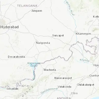 Map showing location of Miriālgūda (16.872200, 79.562470)
