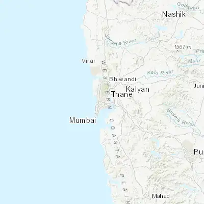 Map showing location of Mumbai (19.072830, 72.882610)