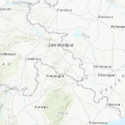Map showing location of Mushābani (22.511350, 86.457130)