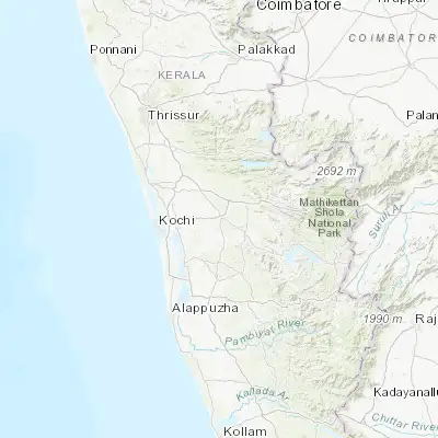 Map showing location of Muvattupuzha (9.979850, 76.573810)