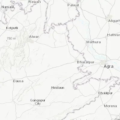 Map showing location of Nādbai (27.222880, 77.195690)