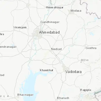 Map showing location of Nadiād (22.693850, 72.861570)