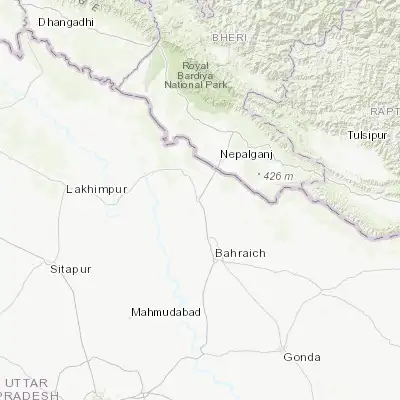 Map showing location of Nānpāra (27.864590, 81.500360)