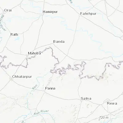 Map showing location of Naraini (25.190330, 80.475000)