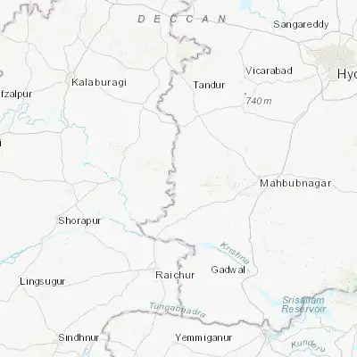 Map showing location of Nārāyanpet (16.747990, 77.495400)