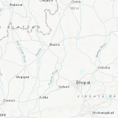 Map showing location of Narsinghgarh (23.707580, 77.093190)