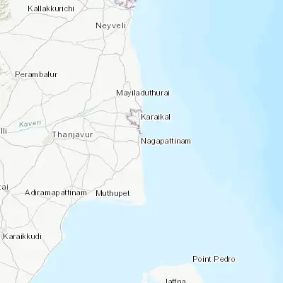 Map showing location of Negapatam (10.763770, 79.843130)