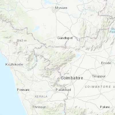 Map showing location of Ooty (11.413400, 76.695210)