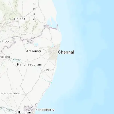 Map showing location of Palavakkam (12.953500, 80.257200)