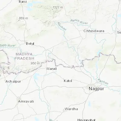 Map showing location of Pāndhurnā (21.595560, 78.526280)