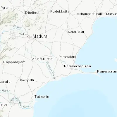 Map showing location of Paramagudi (9.546330, 78.590700)