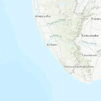 Map showing location of Paravūr Tekkumbhāgam (8.794700, 76.667980)