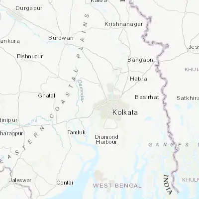 Map showing location of Parbatipur (22.662500, 88.222220)
