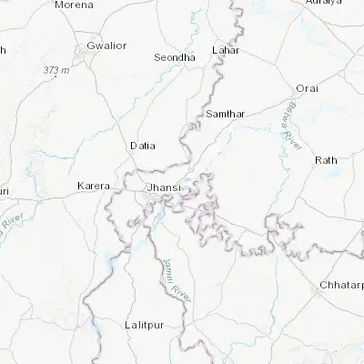 Map showing location of Pārīchha (25.507890, 78.759540)