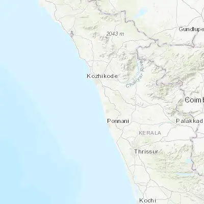 Map showing location of Pariyāpuram (11.016670, 75.866670)