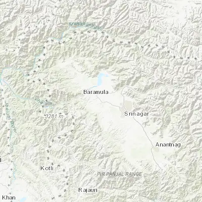 Map showing location of Pattan (34.161250, 74.556340)