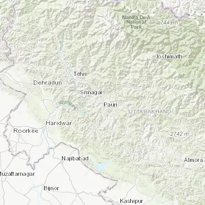 Map showing location of Pauri (30.152860, 78.777100)