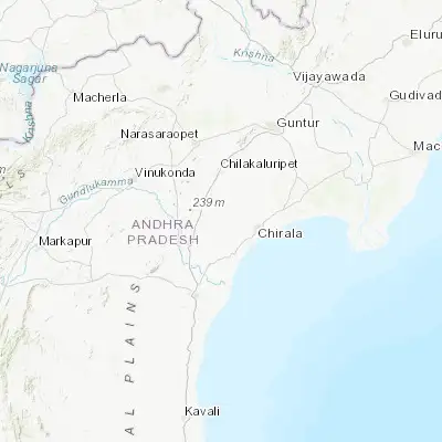 Map showing location of Pavuluru (15.852920, 80.164680)