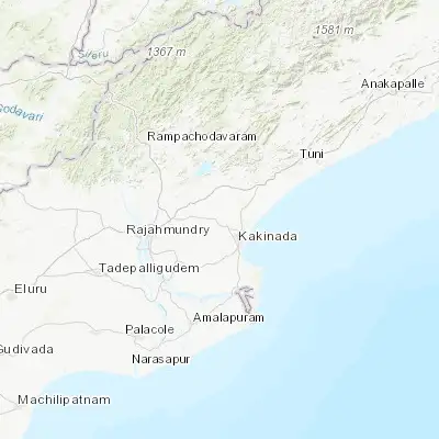 Map showing location of Peddāpuram (17.077010, 82.138360)