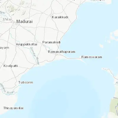 Map showing location of Periyapattinam (9.272630, 78.902320)
