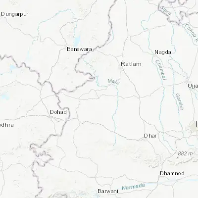 Map showing location of Petlāwad (23.011020, 74.797720)