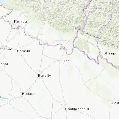 Map showing location of Pīlibhīt (28.631240, 79.804360)