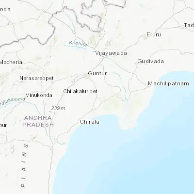 Map showing location of Ponnur (16.071140, 80.549440)