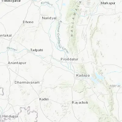 Map showing location of Proddatūr (14.750200, 78.548130)