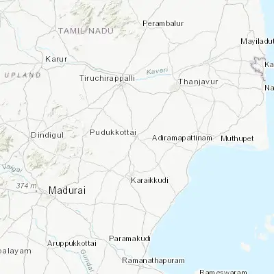 Map showing location of Pudukkottai (10.381280, 78.821410)