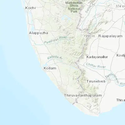 Map showing location of Punalūr (9.019560, 76.922610)