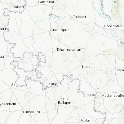 Map showing location of Puttaparthi (14.165200, 77.811700)