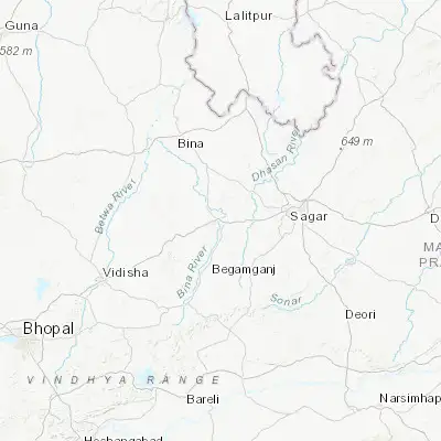 Map showing location of Rāhatgarh (23.789680, 78.394730)