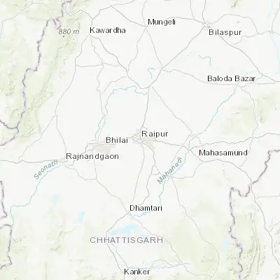 Map showing location of Raipur (21.233330, 81.633330)