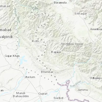 Map showing location of Rajaori (33.375260, 74.309200)