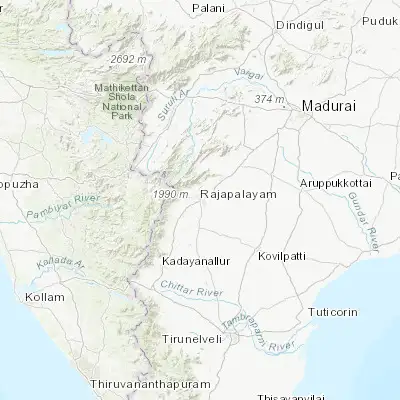 Map showing location of Rajapalaiyam (9.452960, 77.553350)