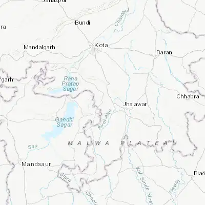Map showing location of Rāmganj Mandi (24.646480, 75.943250)