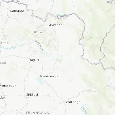 Map showing location of Rāmgundam (18.800840, 79.452060)
