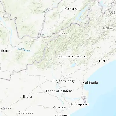 Map showing location of Rampachodavaram (17.440880, 81.775580)