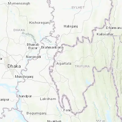 Map showing location of Rānīr Bāzār (23.834630, 91.366140)