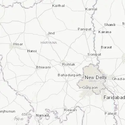 Map showing location of Rohtak (28.894470, 76.589170)