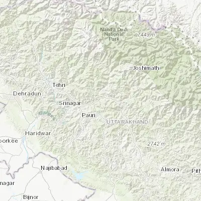 Map showing location of Rudraprayāg (30.284670, 78.983540)