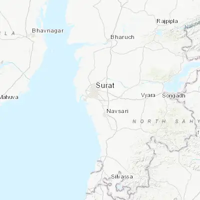 Map showing location of Sachīn (21.087180, 72.881530)