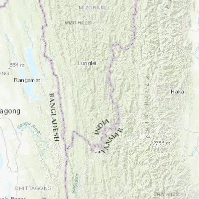 Map showing location of Saiha (22.491830, 92.981430)