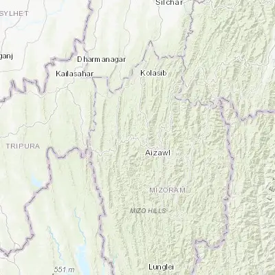 Map showing location of Sairang (23.810340, 92.652260)