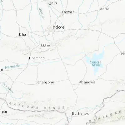 Map showing location of Sanāwad (22.173910, 76.069930)
