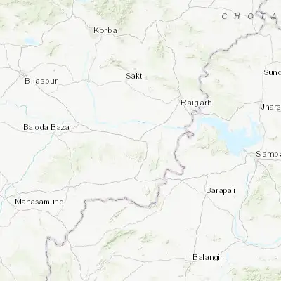 Map showing location of Sārangarh (21.586140, 83.078500)