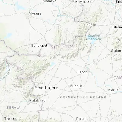 Map showing location of Sathyamangalam (11.505260, 77.238260)